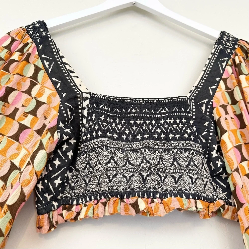 Free People Naomi Printed Longsleeve Crop Top